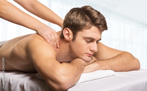 Young man relaxed in spa