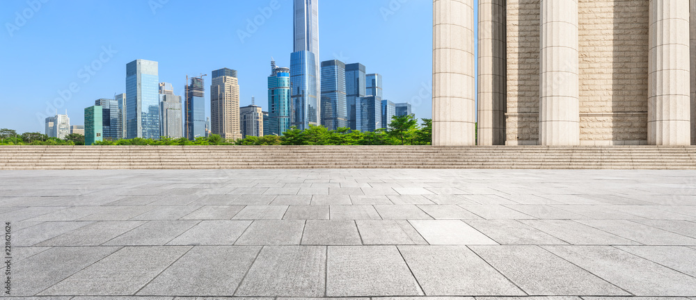 City square floor and modern commercial building scenery in Shenzhen