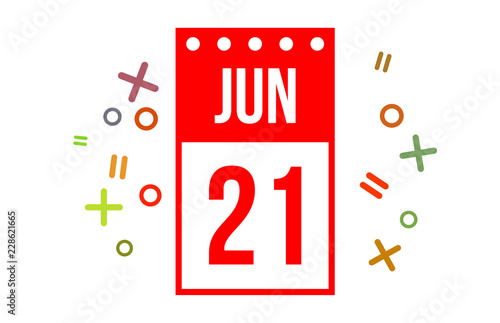 21 June Red Calendar Number