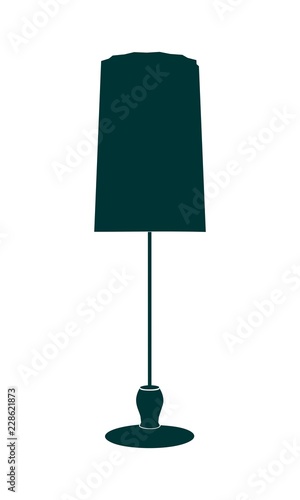 Floor lamp silhouette. Vintage torchere. Home interior and creativity