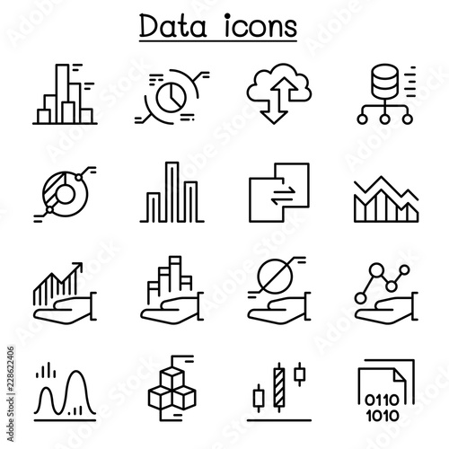 Data diagram, Graph, Infographic icon set in thin line style