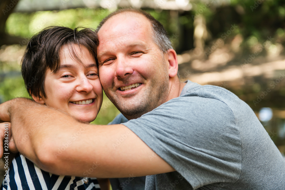 Couple in the forest on a summer day Couple in the forest on a summer day