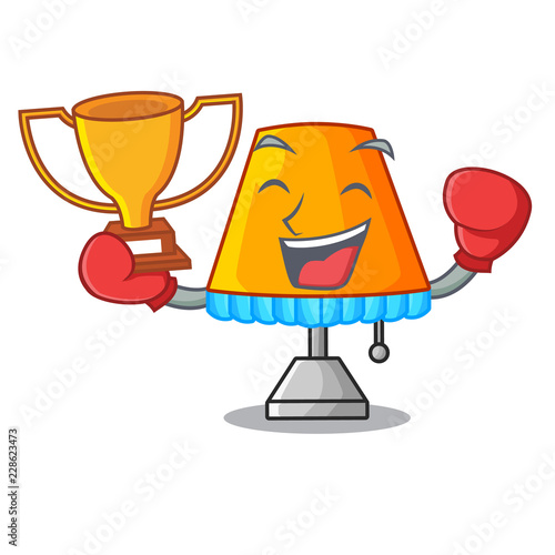 Boxing winner modern table lamp isolated on mascot