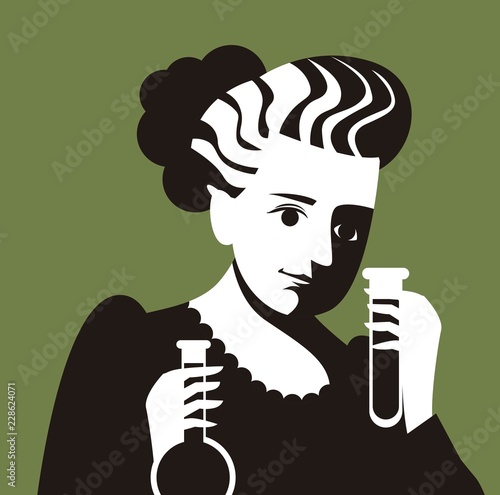 scientific woman testing flasks
