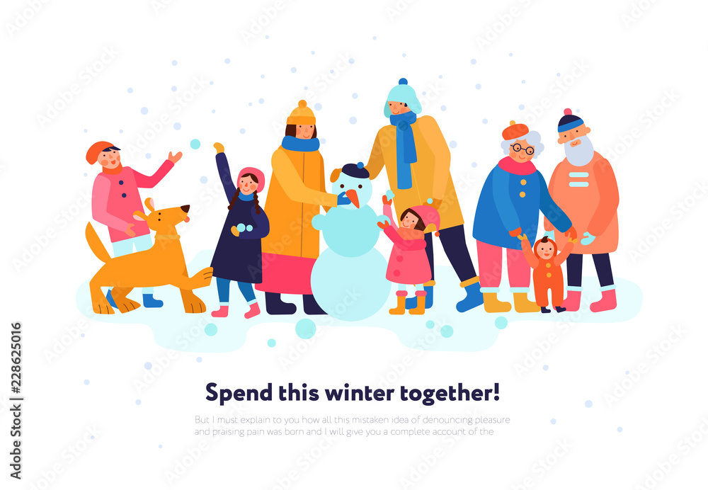 Family Winter Flat Composition Family Winter Flat Composition