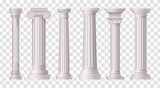 Antique White Columns Transparent Icon Set