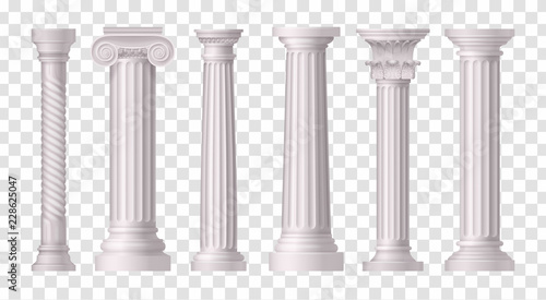 Antique White Columns Transparent Icon Set photo