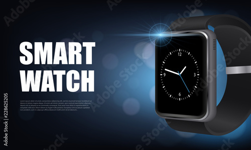 Realistic Smart Watch Horizontal Banner
