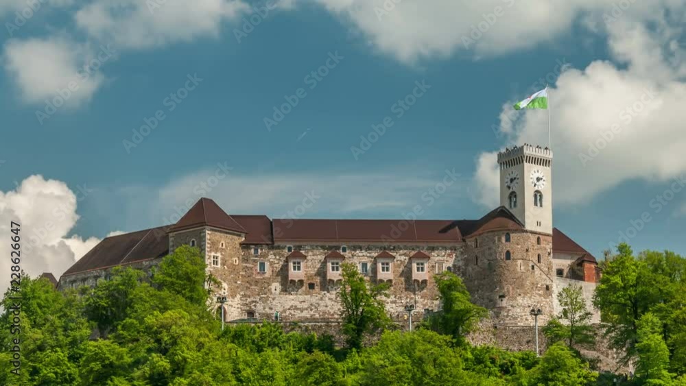 Ljubljana castle, a Medieval fortress standing on Castle Hill above the downtown of Ljubljana Ljubljana castle, a Medieval fortress standing on Castle Hill above the downtown of Ljubljana