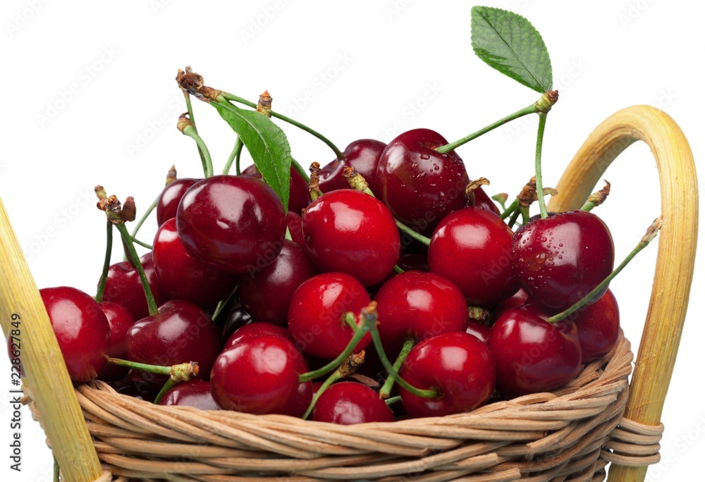 Ripe sweet cherries isolated on white Ripe sweet cherries isolated on white
