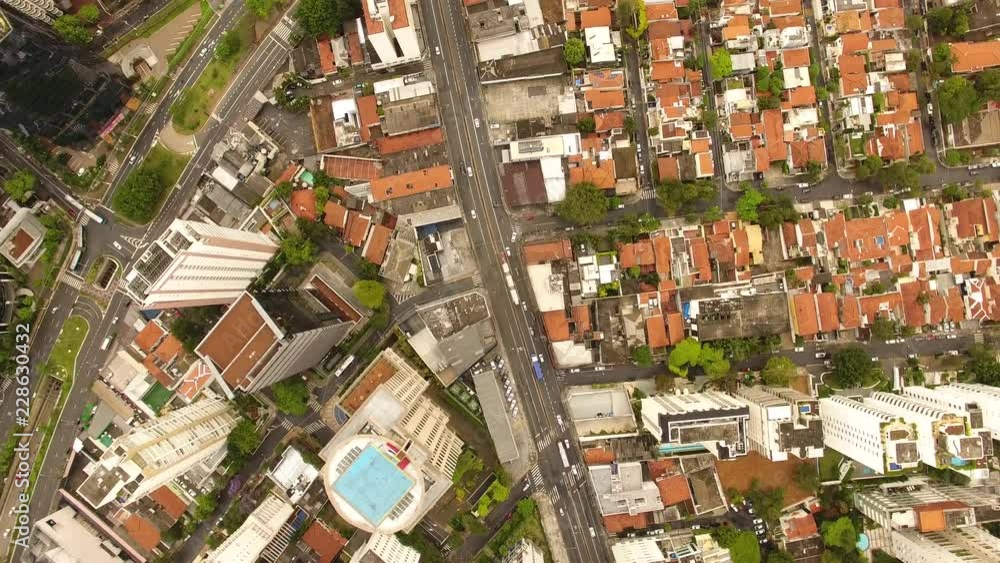 Aerial view of Sao Paulo, Brazil, South America.