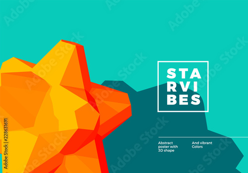 3D star shape background with vibrant color for vivid lights poster, booklet or cover