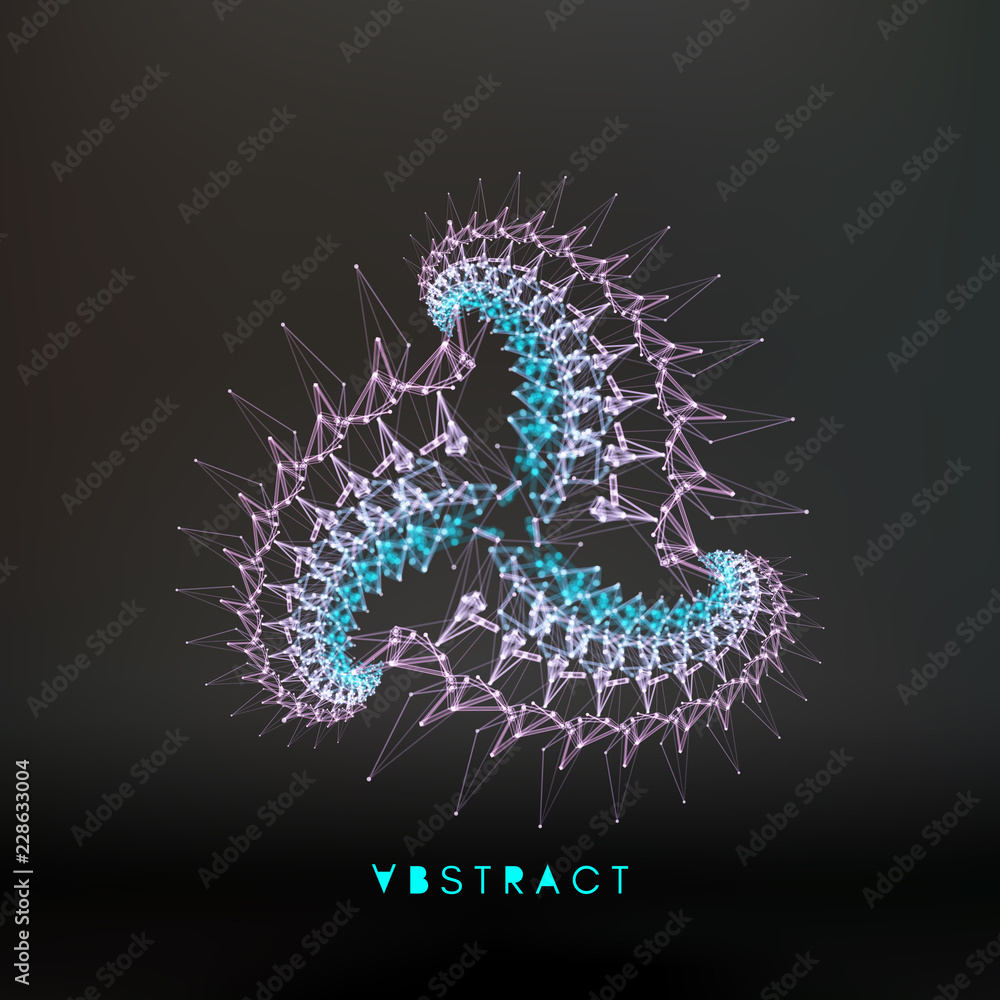 Fototapeta premium 3d connection structure. Futuristic technology style. Low-poly element for design. Vector illustration for science, chemistry or education.