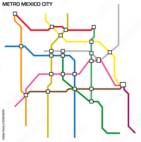 Vector illustration of the mexico city metro map