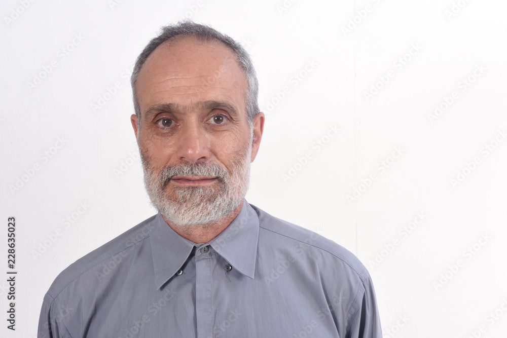 portrait of a middle-aged man with shirt and white background portrait of a middle-aged man with shirt and white background