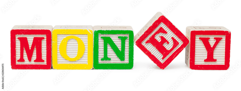 Wooden alphabet blocks isolated on white background Wooden alphabet blocks isolated on white background