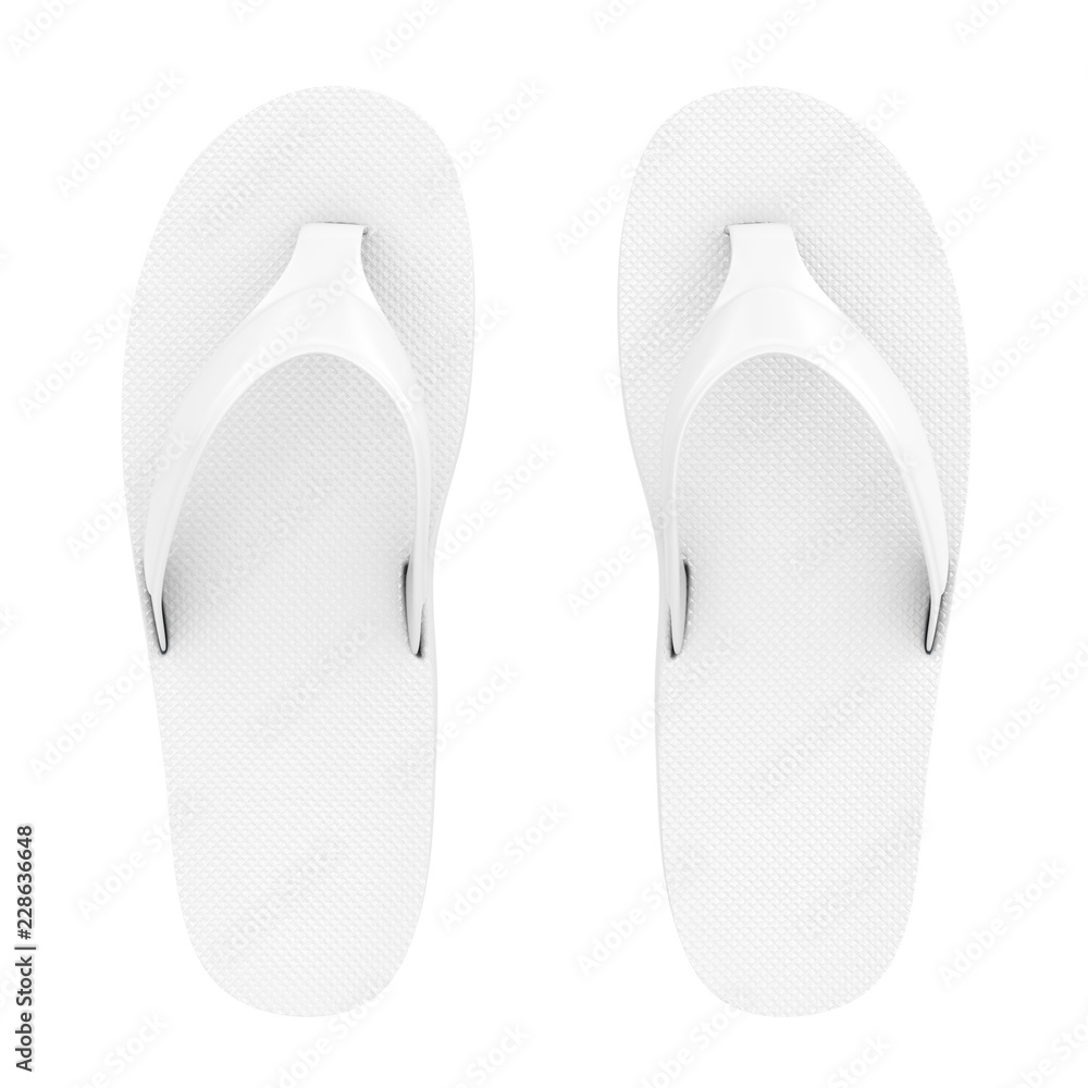 White Flip Flops Sandals in Clay Style. 3d Rendering White Flip Flops Sandals in Clay Style. 3d Rendering