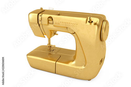 Golden Modern Sewing Machine. 3d Rendering © doomu