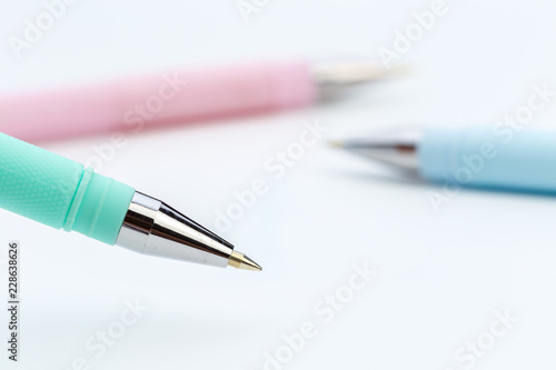 Set of pens isolated on white background