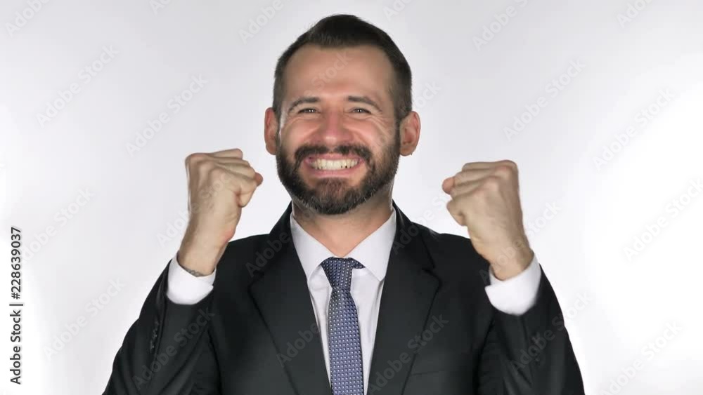 Portrait of Beard Businessman Celebrating Success Portrait of Beard Businessman Celebrating Success