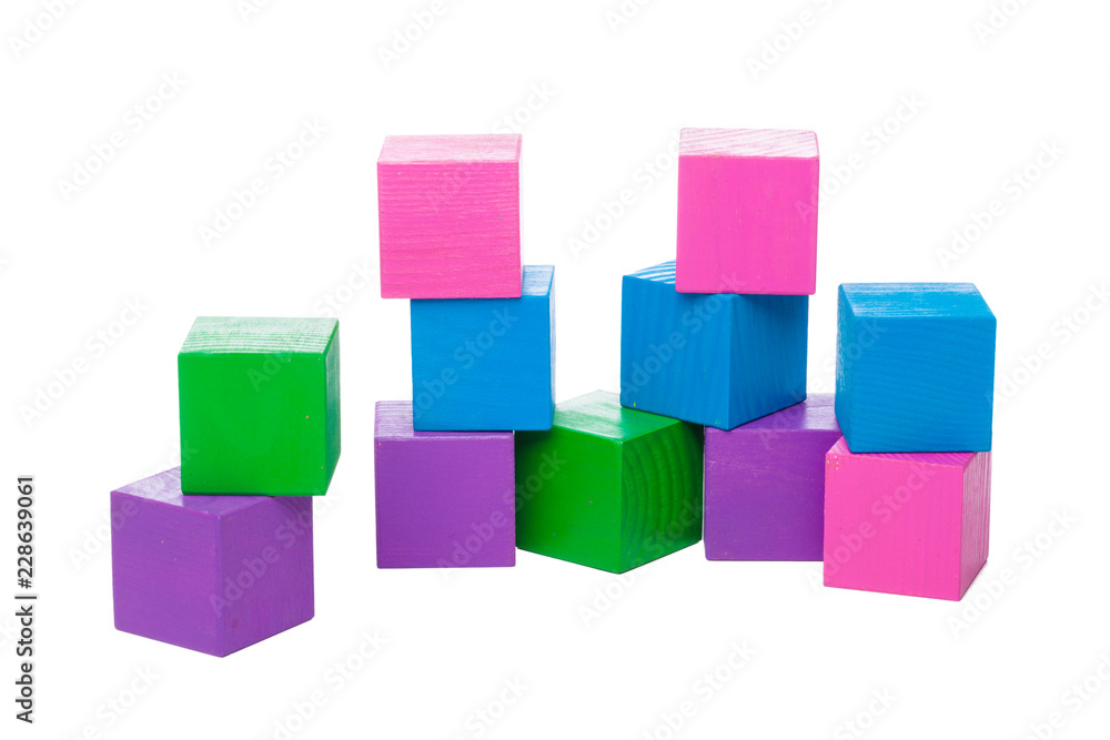 Fototapeta premium Wooden building blocks isolated on white background