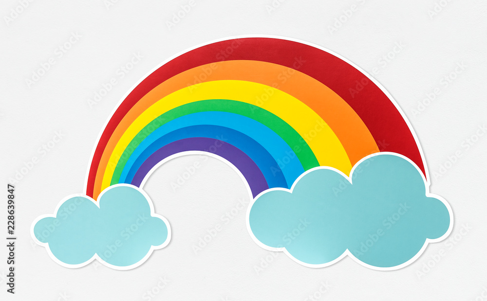 Colorful rainbow with clouds icon Colorful rainbow with clouds icon