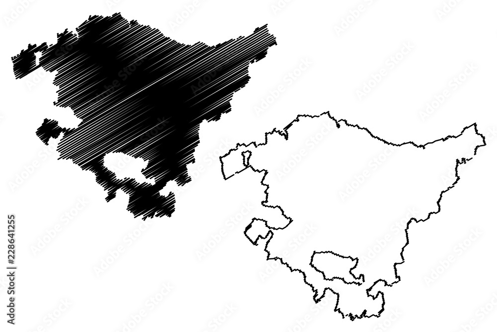 Basque Country (Kingdom of Spain, Autonomous community) map vector illustration, scribble sketch Basque Autonomous Community map Basque Country (Kingdom of Spain, Autonomous community) map vector illustration, scribble sketch Basque Autonomous Community map