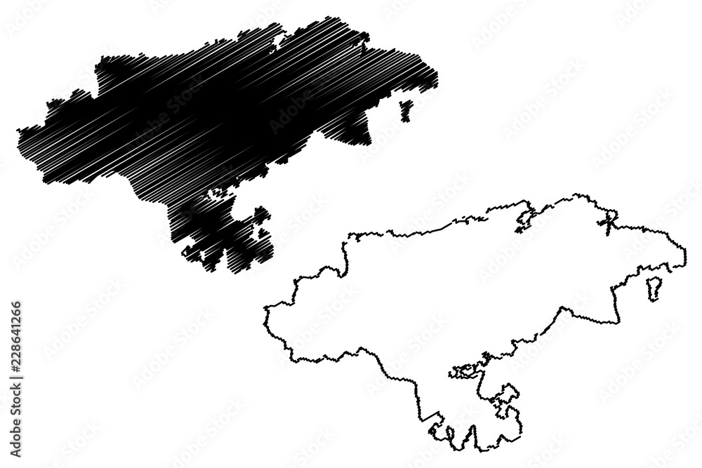 Cantabria (Kingdom of Spain, Autonomous community) map vector illustration, scribble sketch Cantabria map