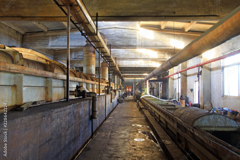 Fototapeta premium Iron and steel parts removal rust production line
