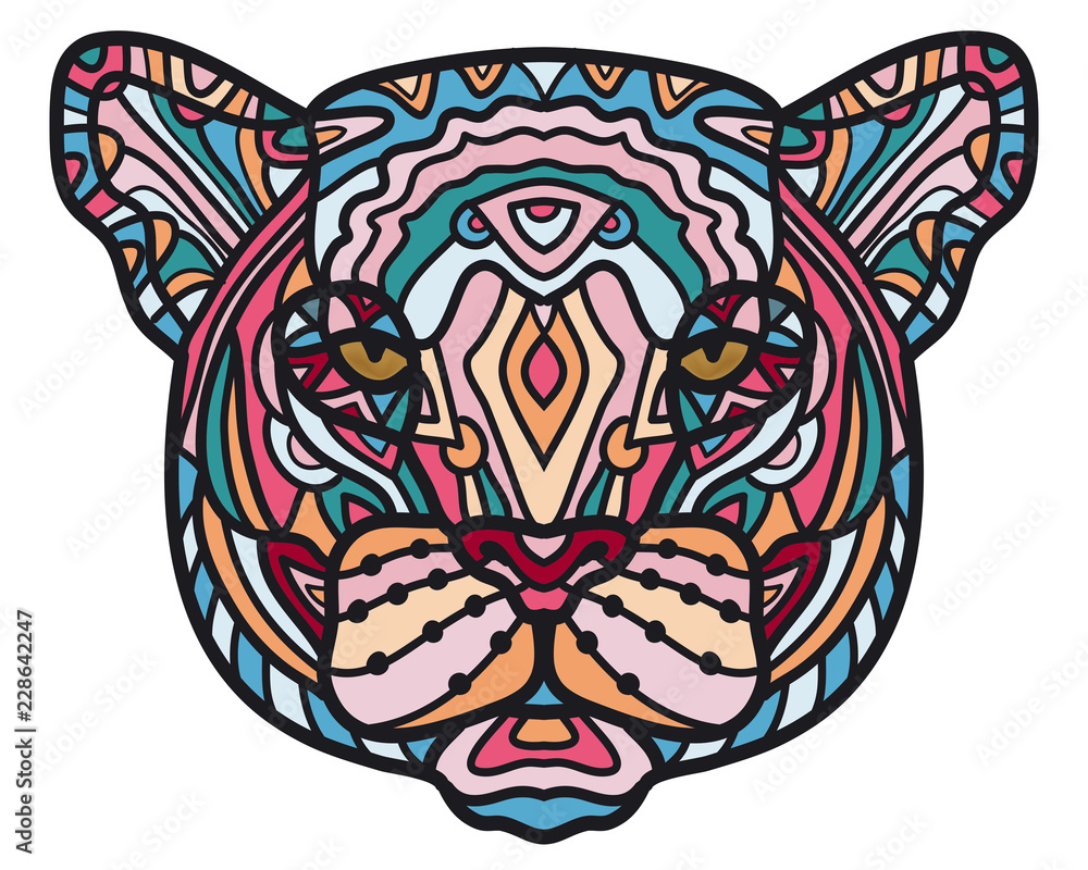 Zen-doodle patterned panther design. Detailed illustration, hand drawn  composition doodle style. Abstract, meditation coloring art, tattoo design  colorful illustration. sketch drawing coloring page Stock Illustration |  Adobe Stock
