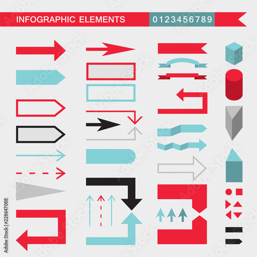 Tableau sur toile Infographic elements arrows,signs,bars, buttons,borders etc