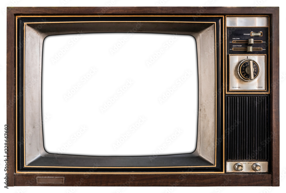 Fotografia do Stock: Old TV with white screen. | Adobe Stock