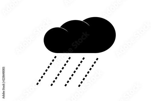 Flat design web icon of clouds with rain on a white background.