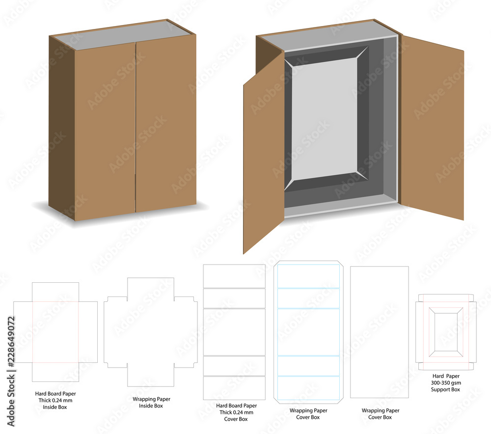 hard board paper rigid box 3d mockup with dieline hard board paper rigid box 3d mockup with dieline