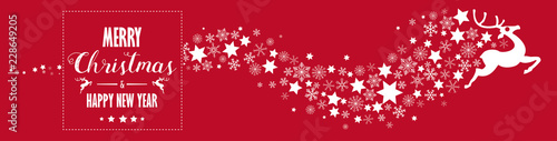Red Reindeer Snowflakes Star Dust Merry Christmas