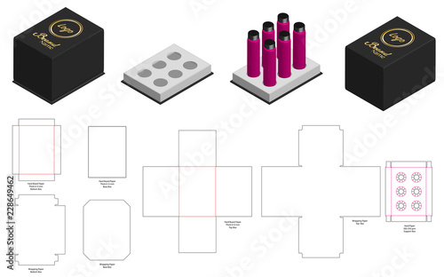 hard board paper rigid box 3d mockup with dieline