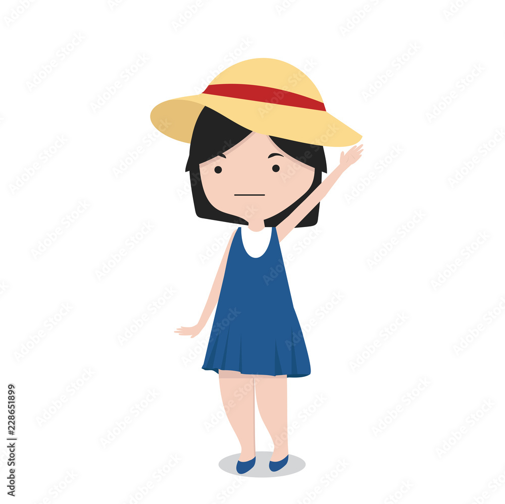 little girl with hat cartoon character