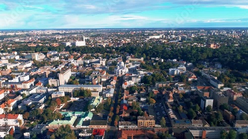 Old Town and Garrison Church (Soboras) of Kaunas City, Lithuania, Aerial View
 photo