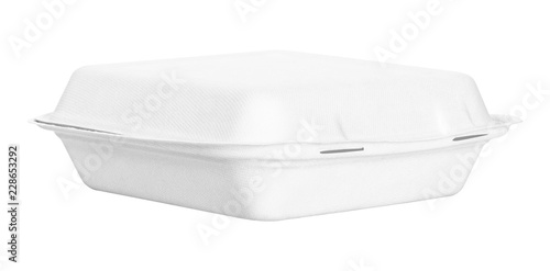 Food box or container isolated on white background. Fast food package made from natural paper material. ( Clipping path )