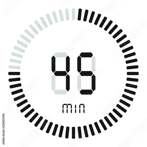 The digital timer 45 minutes. electronic stopwatch with a gradient dial starting vector icon, clock and watch, timer, countdown symbol.
