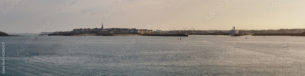 French landscape - Bretagne. Panoramic view over the old town of Saint-Malo in Brittany.
