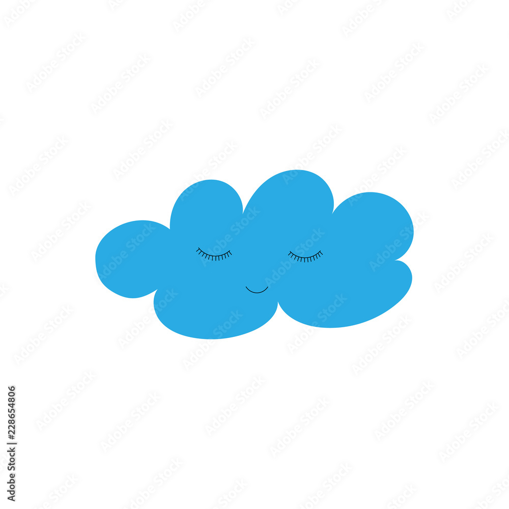 Vector illustration. Shy cloud with lashes. Cloud with face. Vector illustration. Shy cloud with lashes. Cloud with face.