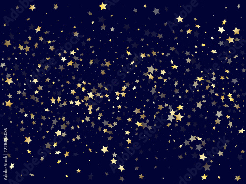 Gold falling star sparkle elements of glitter gradient vector background.