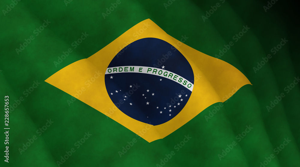 Fototapeta premium Illustration of a flying Brazilian flag