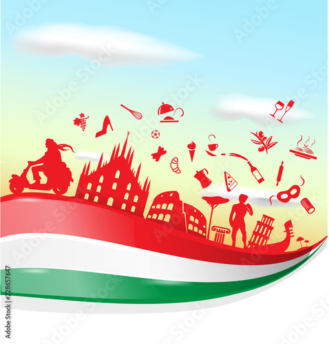 italian symbol on flag with sky background