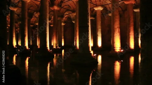 The Basilica Cistern - underground water reservoir build by Emperor Justinianus in 6th century, Istanbul, Turkey photo