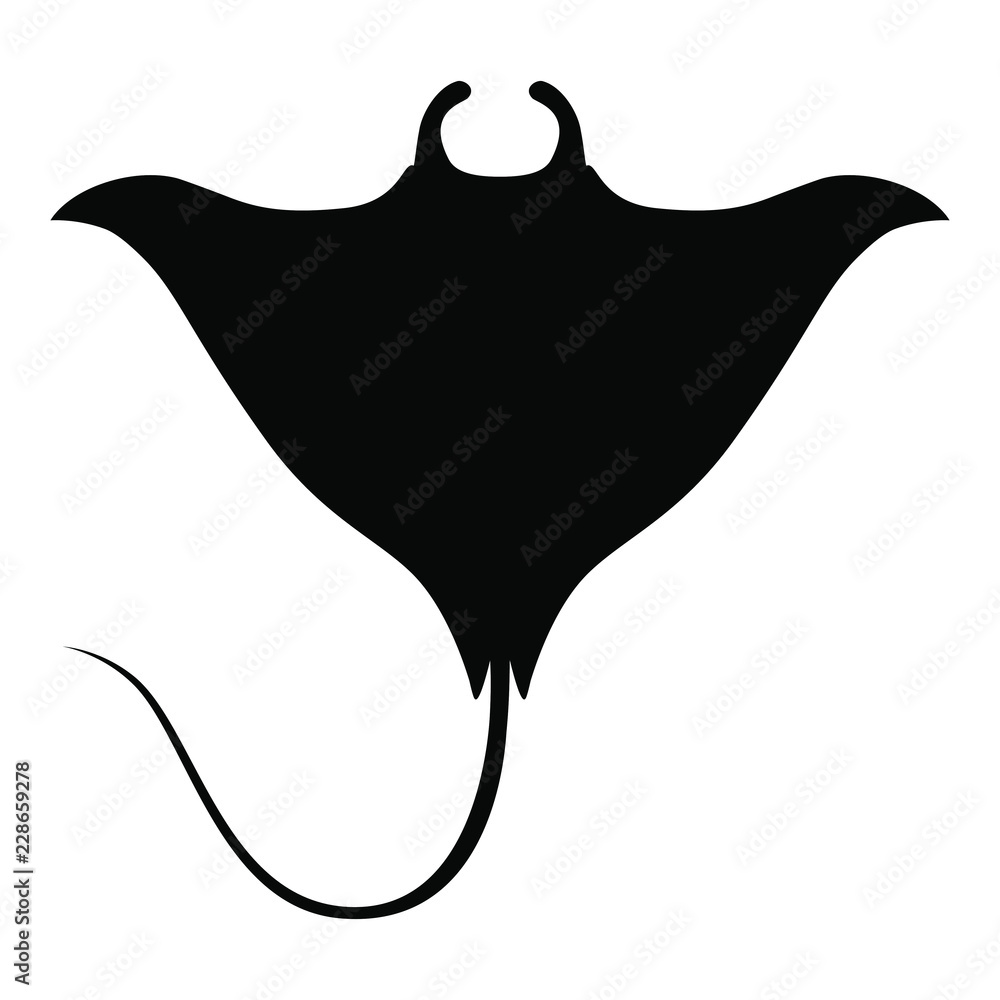 Stingray Icon Manta Ray Black Silhouette Isolated On White Background Sea Life Symbol Vector Illustration Stock ベクター Adobe Stock