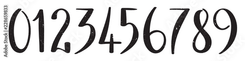 Vector grunge brush calligraphy numbers 0-9