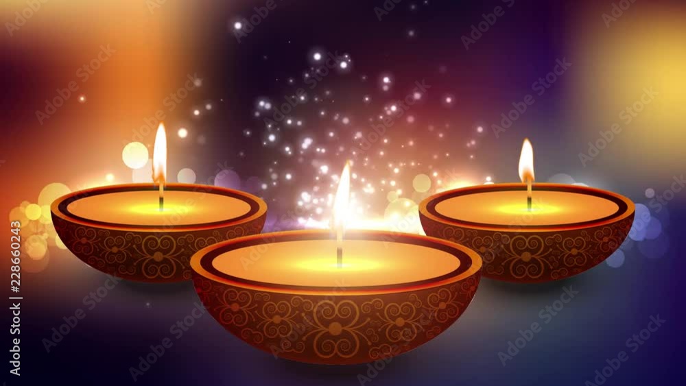 Happy Diwali Indian Temple on a Religious Festival Diwali. Oil Lamp animation with warm bokeh background Happy Diwali Indian Temple on a Religious Festival Diwali. Oil Lamp animation with warm bokeh background