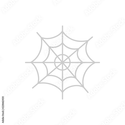 Cute hand drawn spider web vector illustration. Halloween themed, grey cobweb icon, isolated.